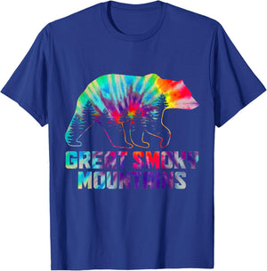 Great Smoky Mountains Tennessee Bear Grizzly Tie Dye Vintage T-Shirt - T-Shirt | Royal
