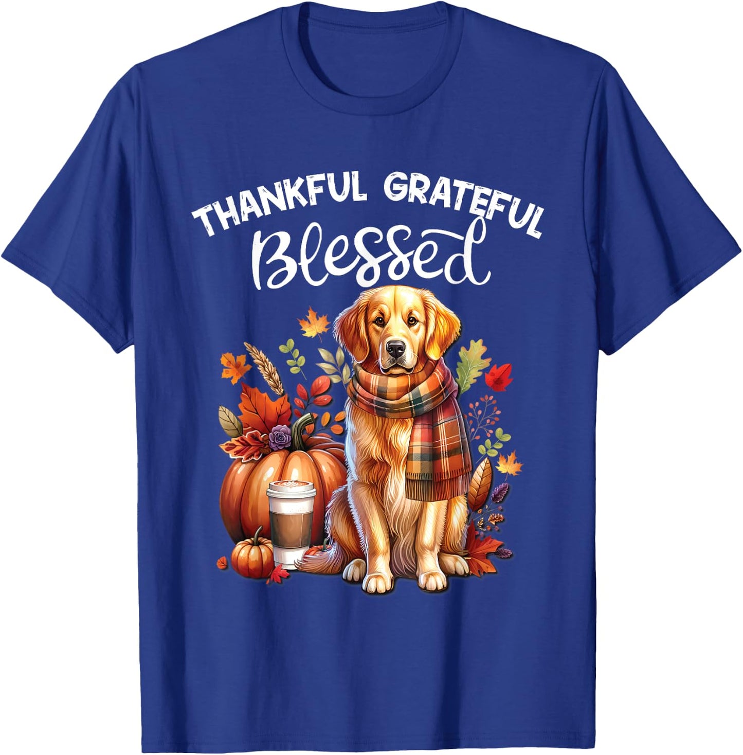 Golden Retriever Dog pumpkin spice Happy Fall Yall autumn T-Shirt - T-Shirt | Royal