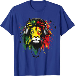Rasta Reggae Music DJ Lion Of Judah Rastafarian Roots T-Shirt - T-Shirt | Royal