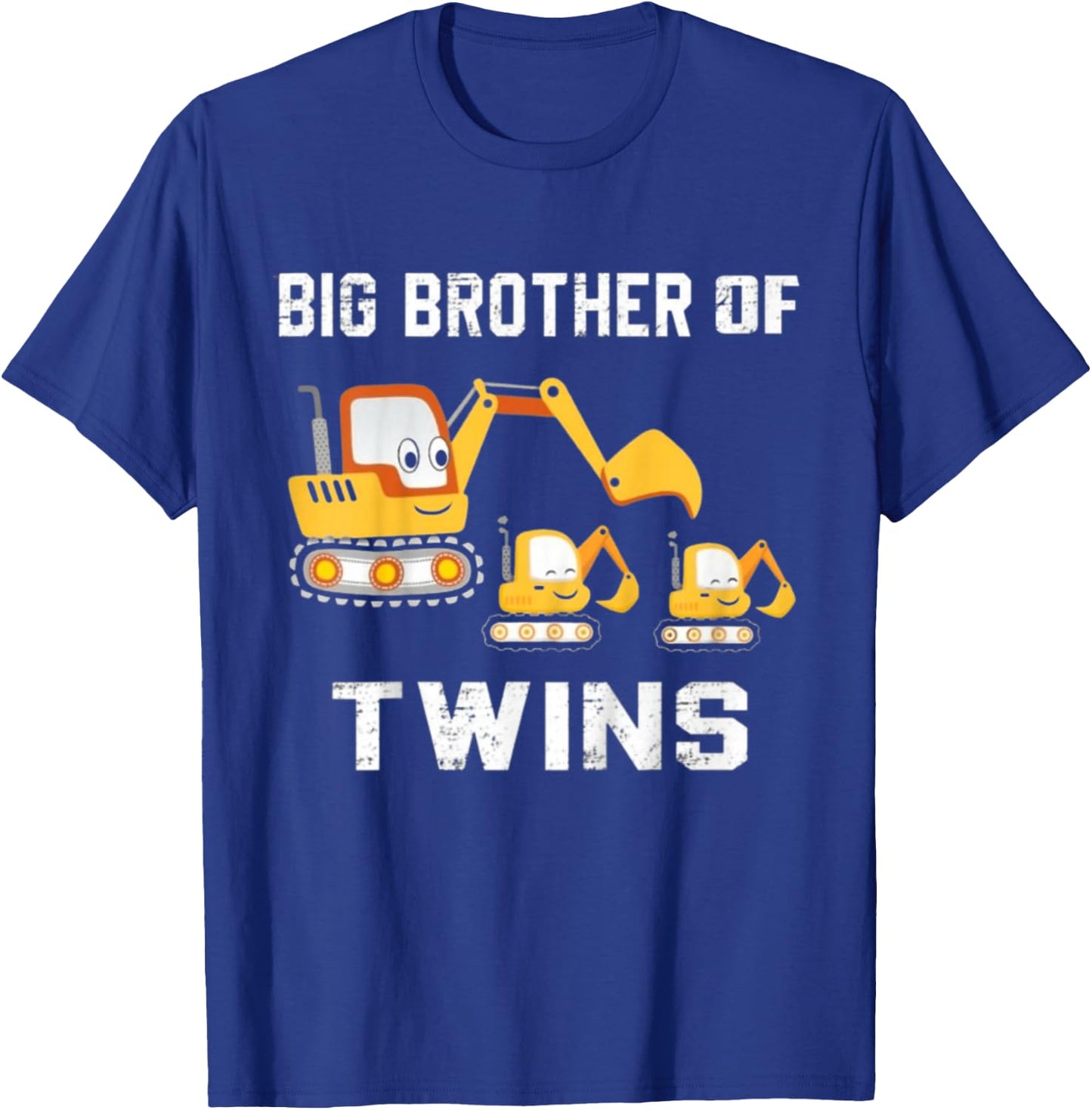 Kids Big brother Of Twins 2026 Construction Excavator Toddlers T-Shirt - T-Shirt | Royal