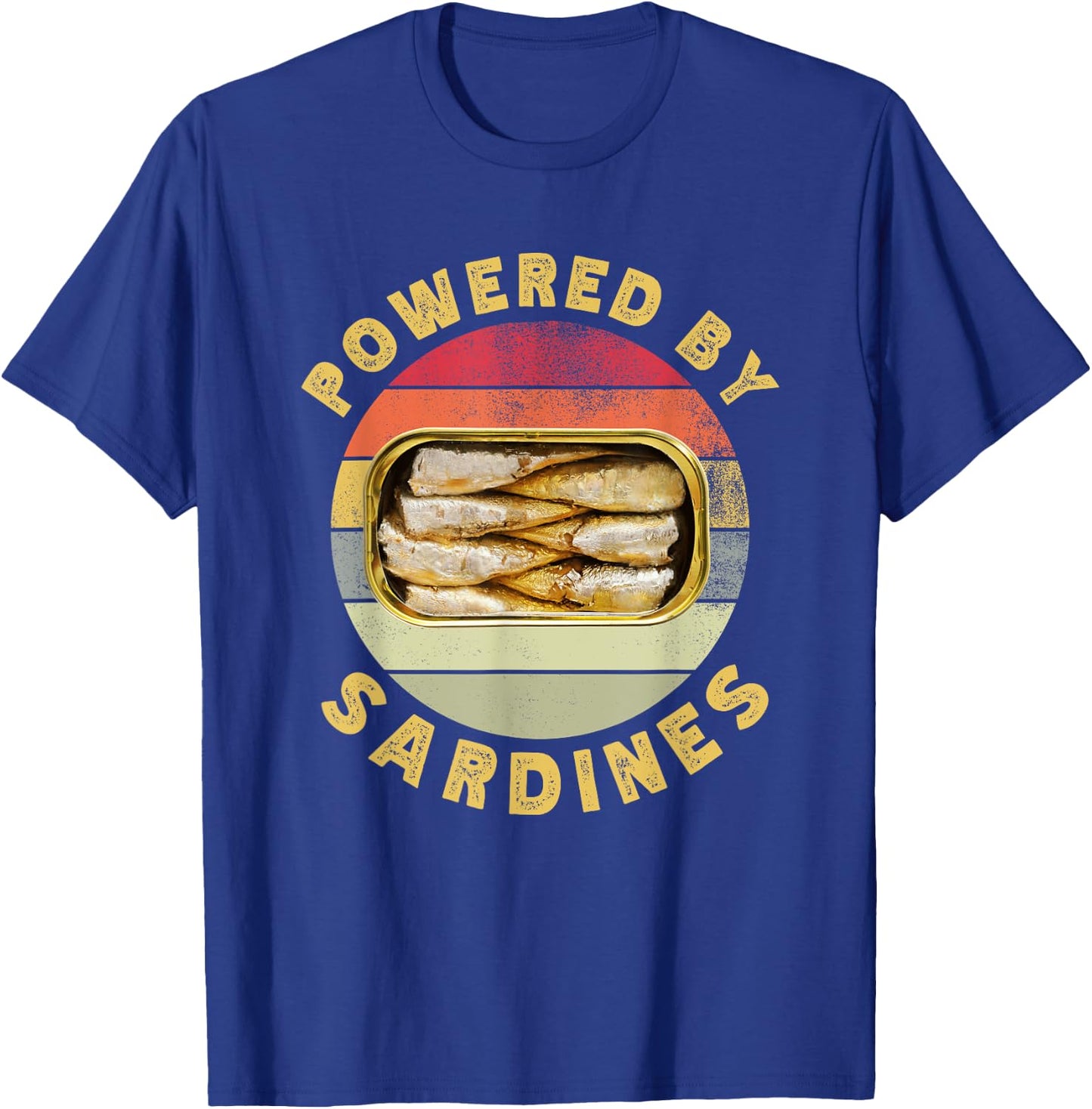 Powered By Sardines Funny Retro Sardine Food Lover T-Shirt - T-Shirt | Royal