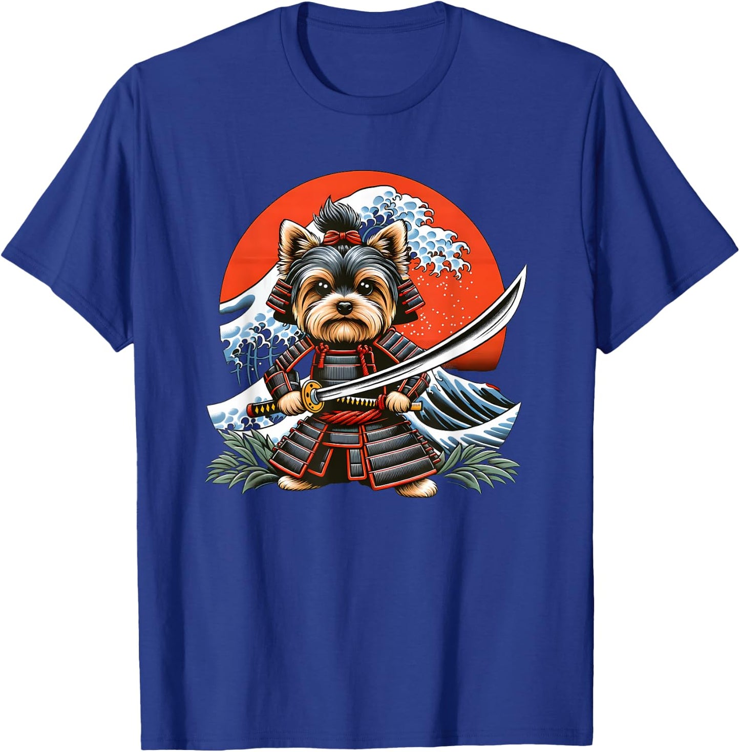 Otaku Yorkie dog Samurai Men Women Girls Kids T-Shirt - T-Shirt | Royal
