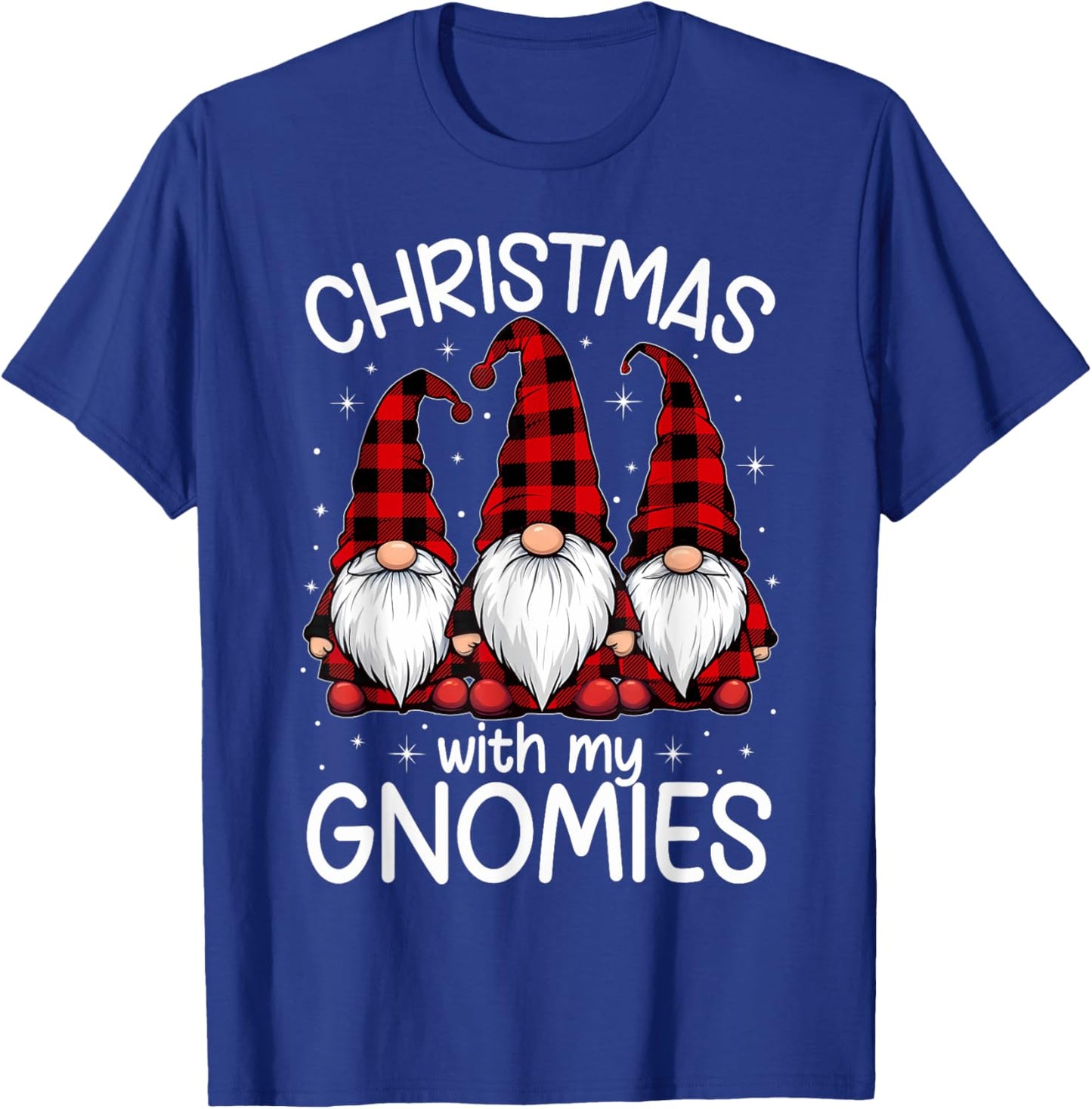 Christmas With My Gnomies Xmas Family Gnome Red Black Plaid T-Shirt - T-Shirt | Royal