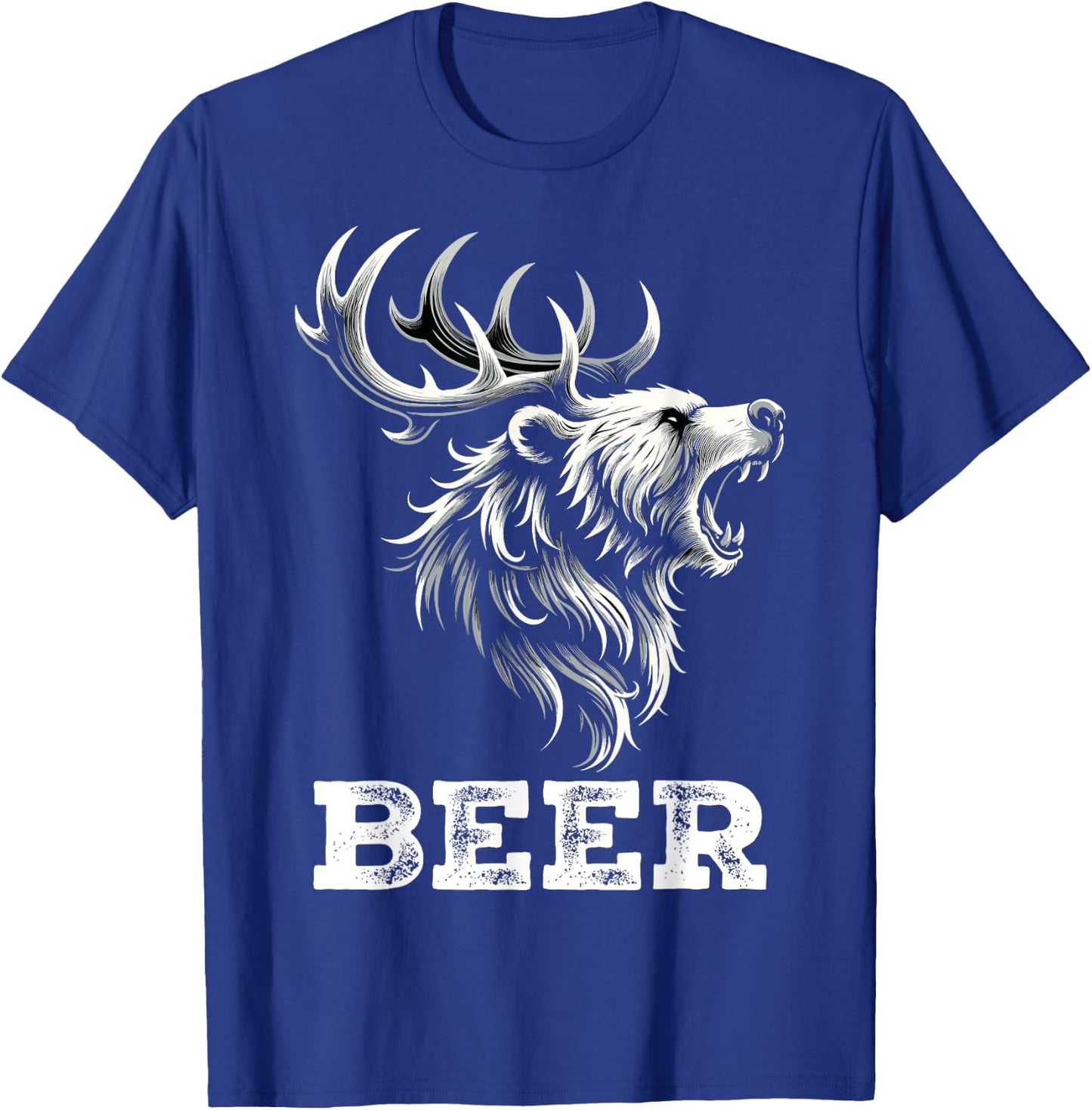 Mix of Bear and Deer Beer Wildness Camping T-Shirt - T-Shirt | Royal