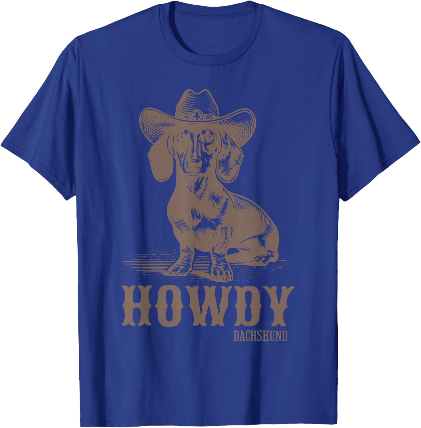 Vintage Rodeo Cowboy Hat Dachshund Howdy Western Doxie Mama T-Shirt - T-Shirt | Royal