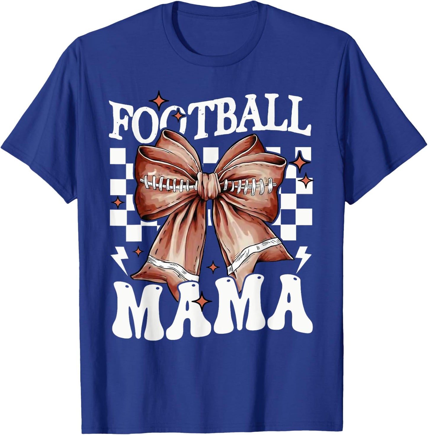 Coquette Bow American Football Mama Thanksgiving Autumn Fall T-Shirt - T-Shirt | Royal