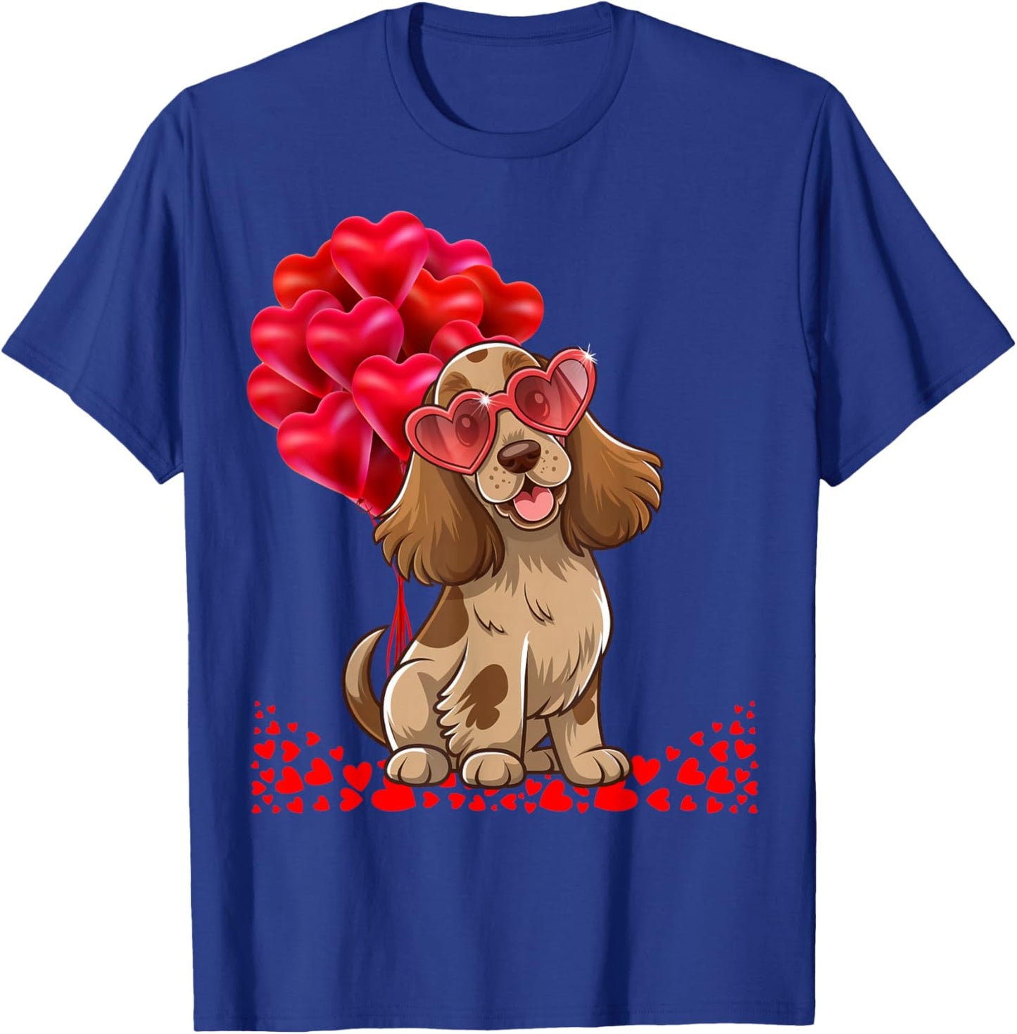 Cocker Spaniel Dog Valentine's Day Heart Men Women Matching T-Shirt - T-Shirt | Royal