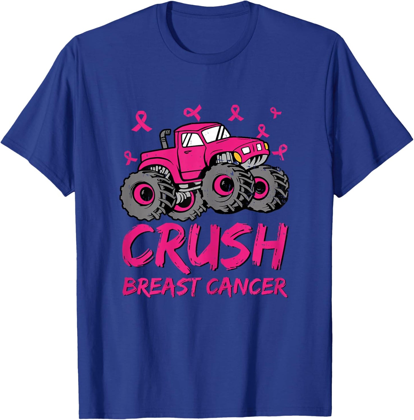 Crush Breast Cancer Awareness Monster Truck Toddler Kid Boys T-Shirt - T-Shirt | Royal