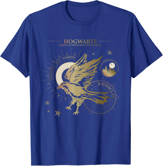Popfunk Harry Potter Learning, Wit, Wisdom, Ravenclaw -Adults, Kids Blue Short Sleeve T-Shirt - T-Shirt | Royal