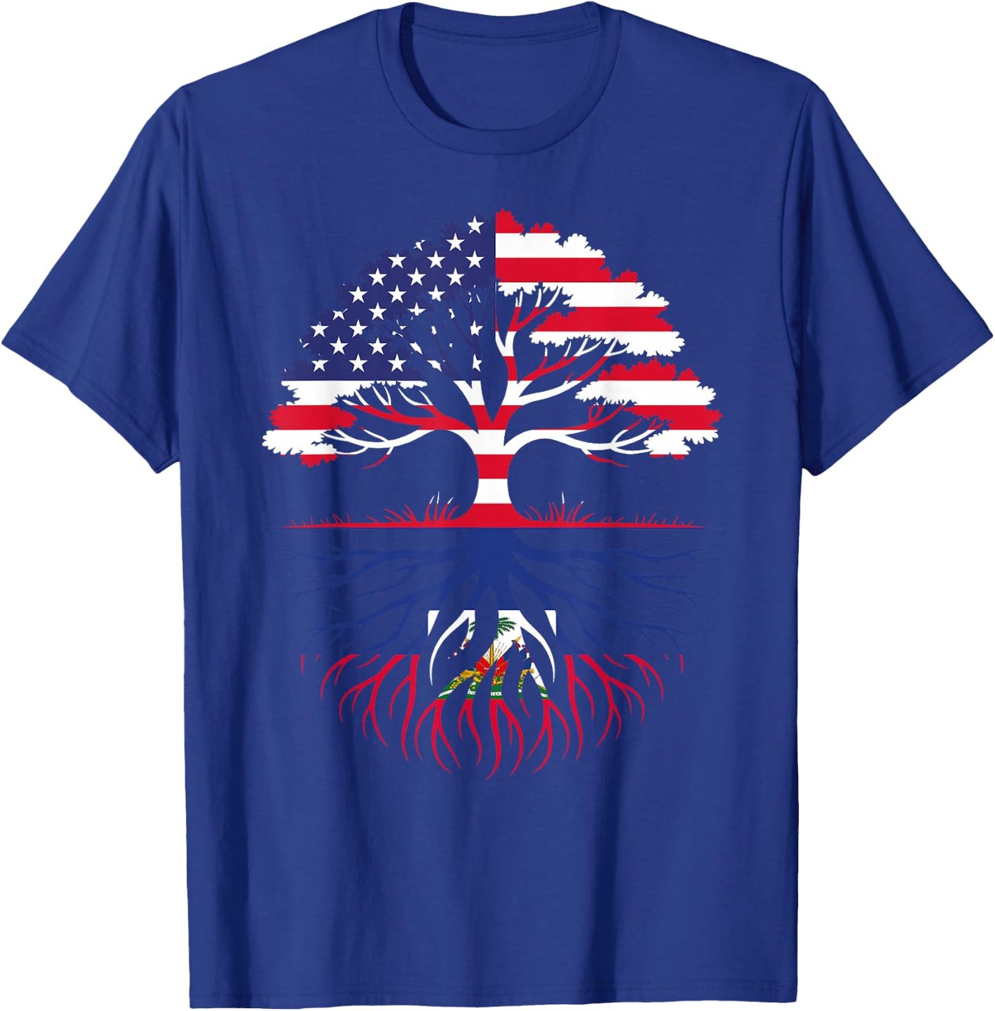 American Grown Haitian Roots Flag Heritage T-Shirt - T-Shirt | Royal