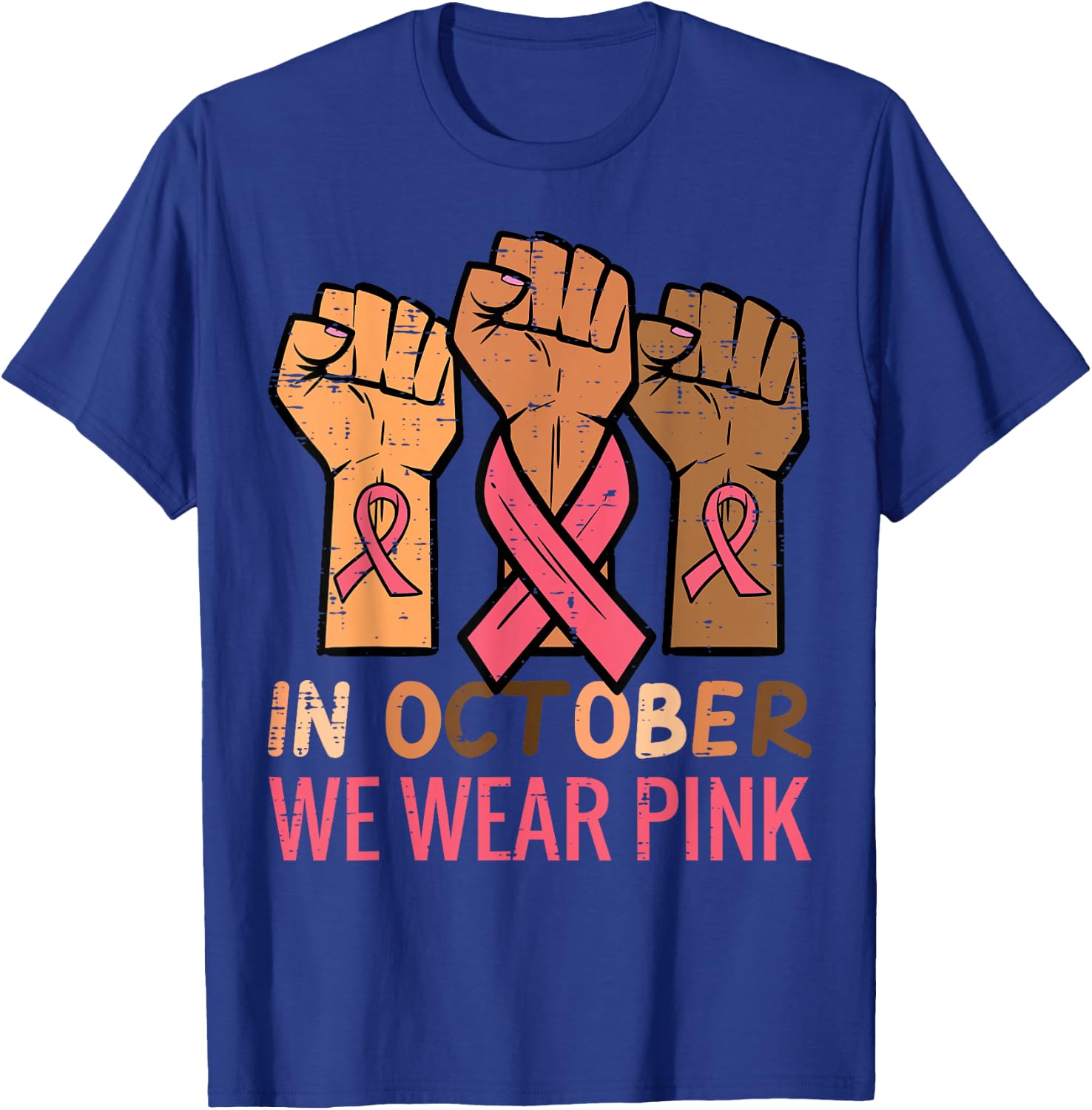Breast Cancer Awareness Fist Warrior Support Men Women Kids T-Shirt - T-Shirt | Royal