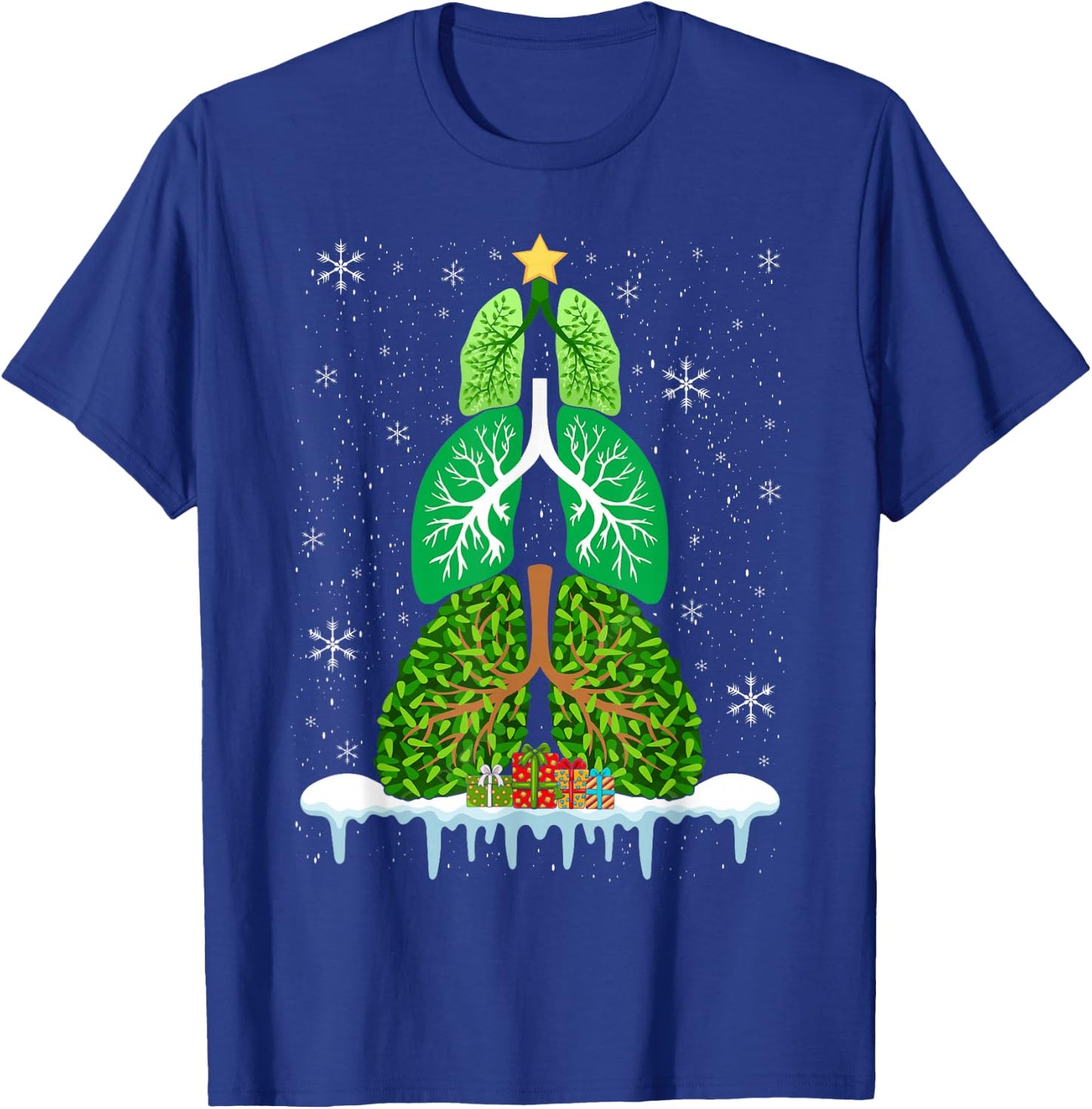 Lung Christmas Tree Respiratory Therapy Xmas Therapist T-Shirt - T-Shirt | Royal