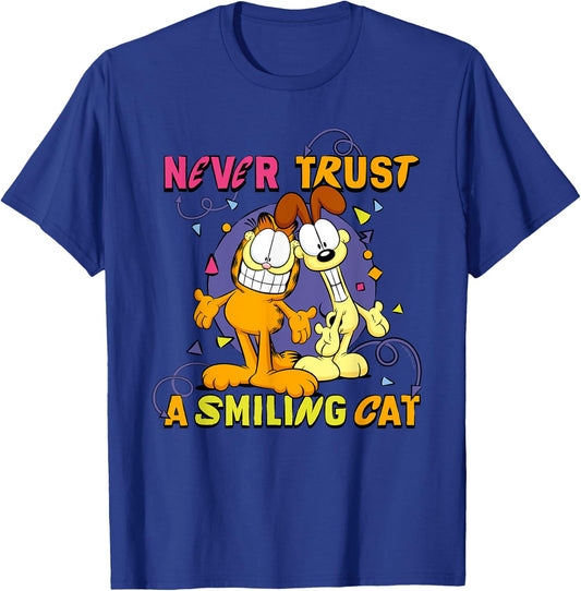 Garfield And Odie Never Trust A Smiling Cat Men Women Kids T-Shirt - T-Shirt | Royal