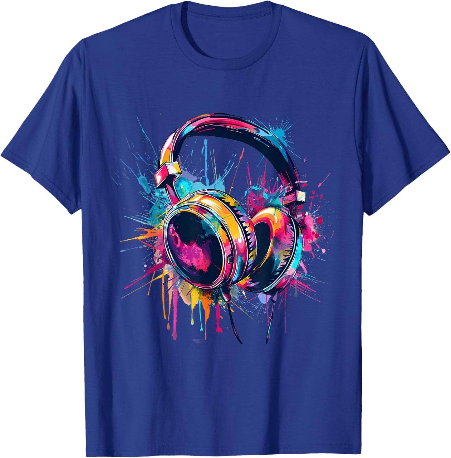Headphones Music DJ Beatmaker Artwork Dance Music Splash T-Shirt - T-Shirt | Royal