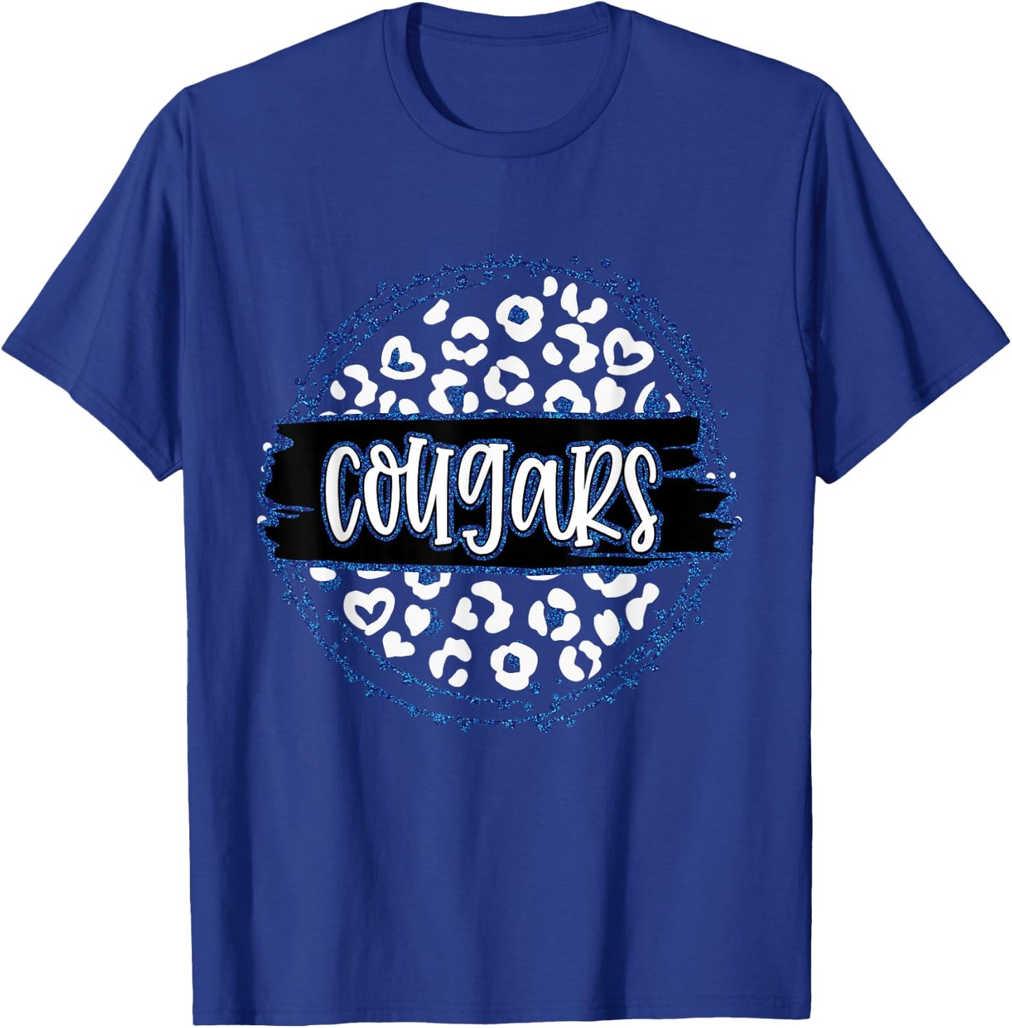 Cougars Blue Cheetah Leopard School Sports Fan Team Spirit T-Shirt - T-Shirt | Royal