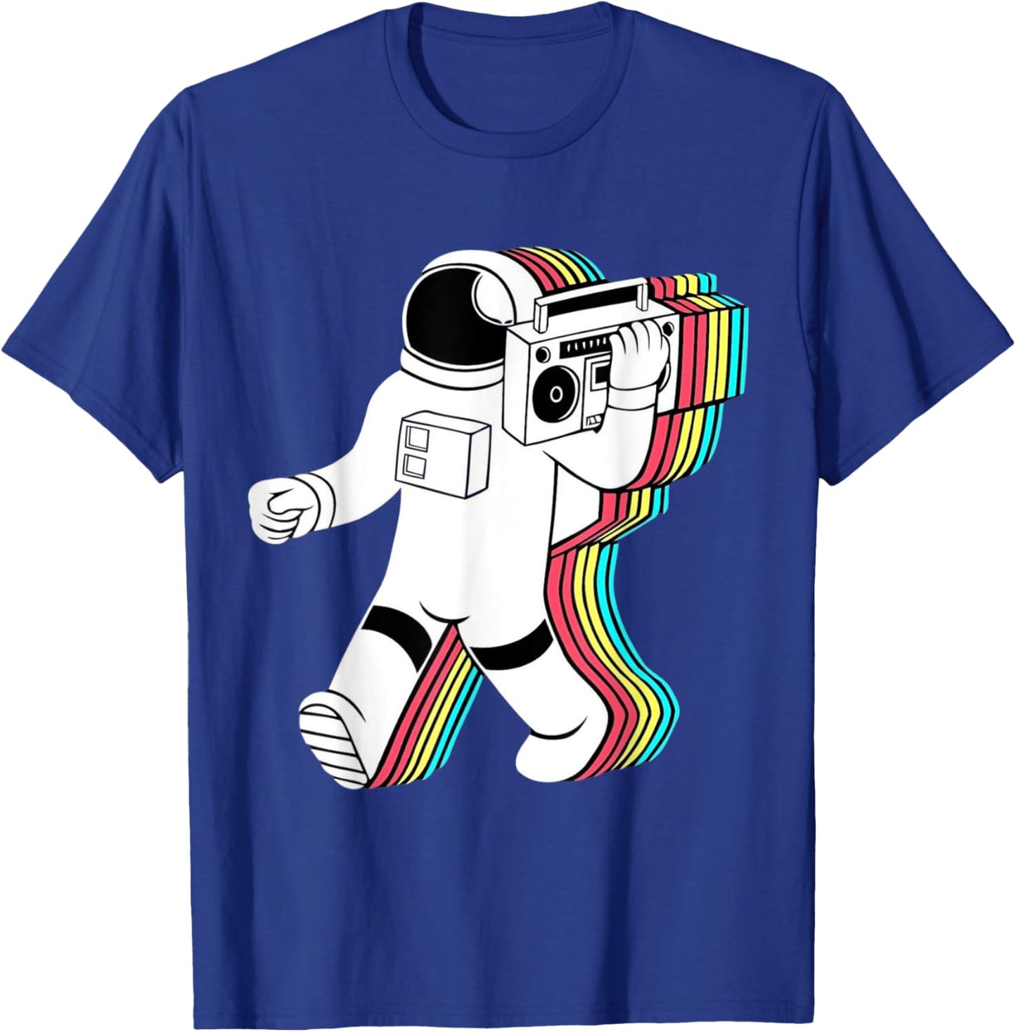 Cartoon Astronaut Holding A Vintage Boombox T-Shirt - T-Shirt | Royal