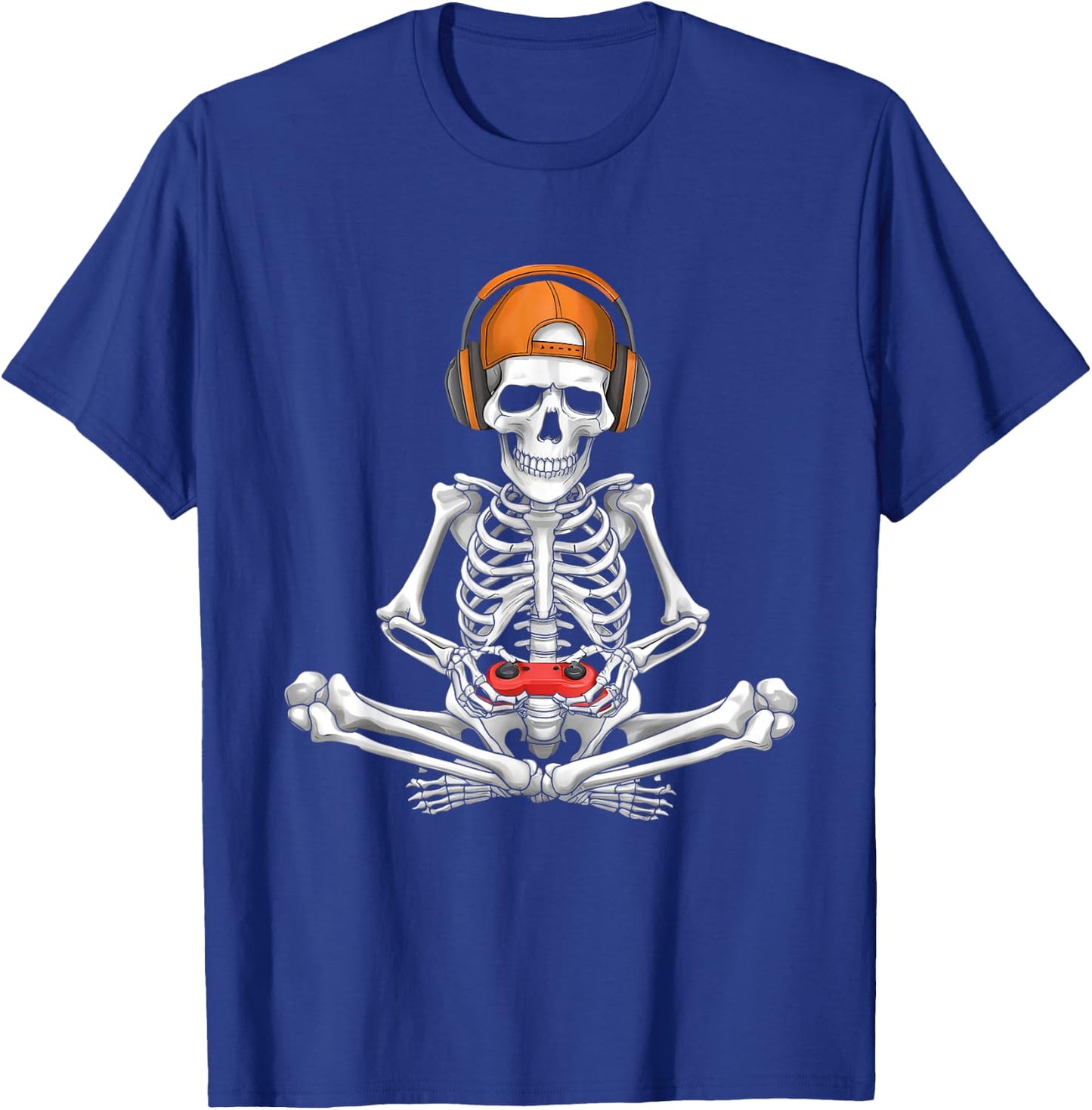 Video Game Skeleton Halloween Gaming Teens Gamer Men Boy Kid T-Shirt - T-Shirt | Royal