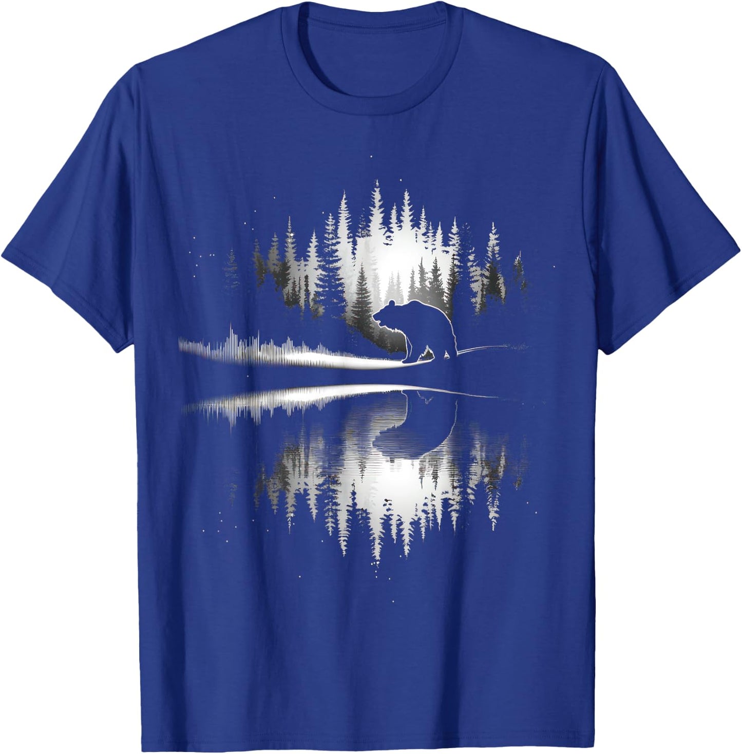Retro Wilderness Bear Trees Reflection Outdoor Forest T-Shirt - T-Shirt | Royal