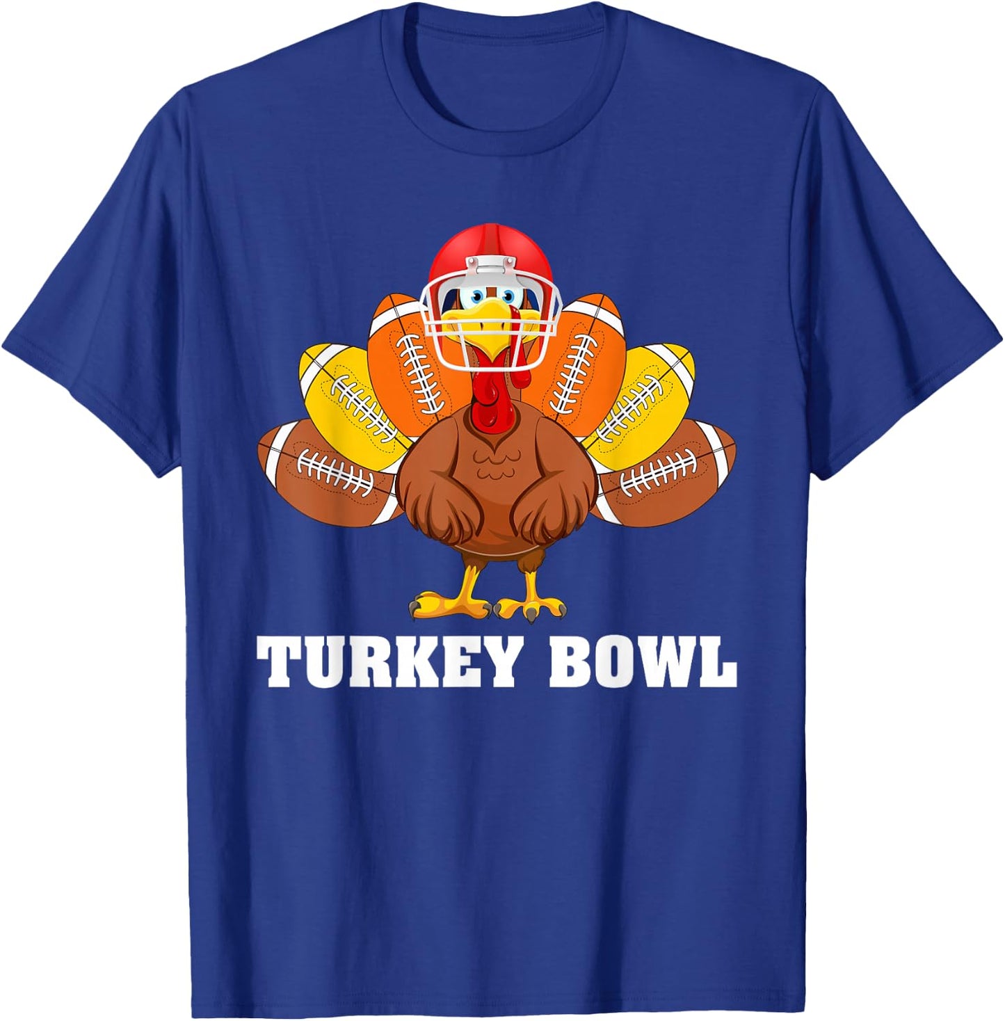 Funny Turkey American Football Bowl Thanksgiving T-Shirt - T-Shirt | Royal