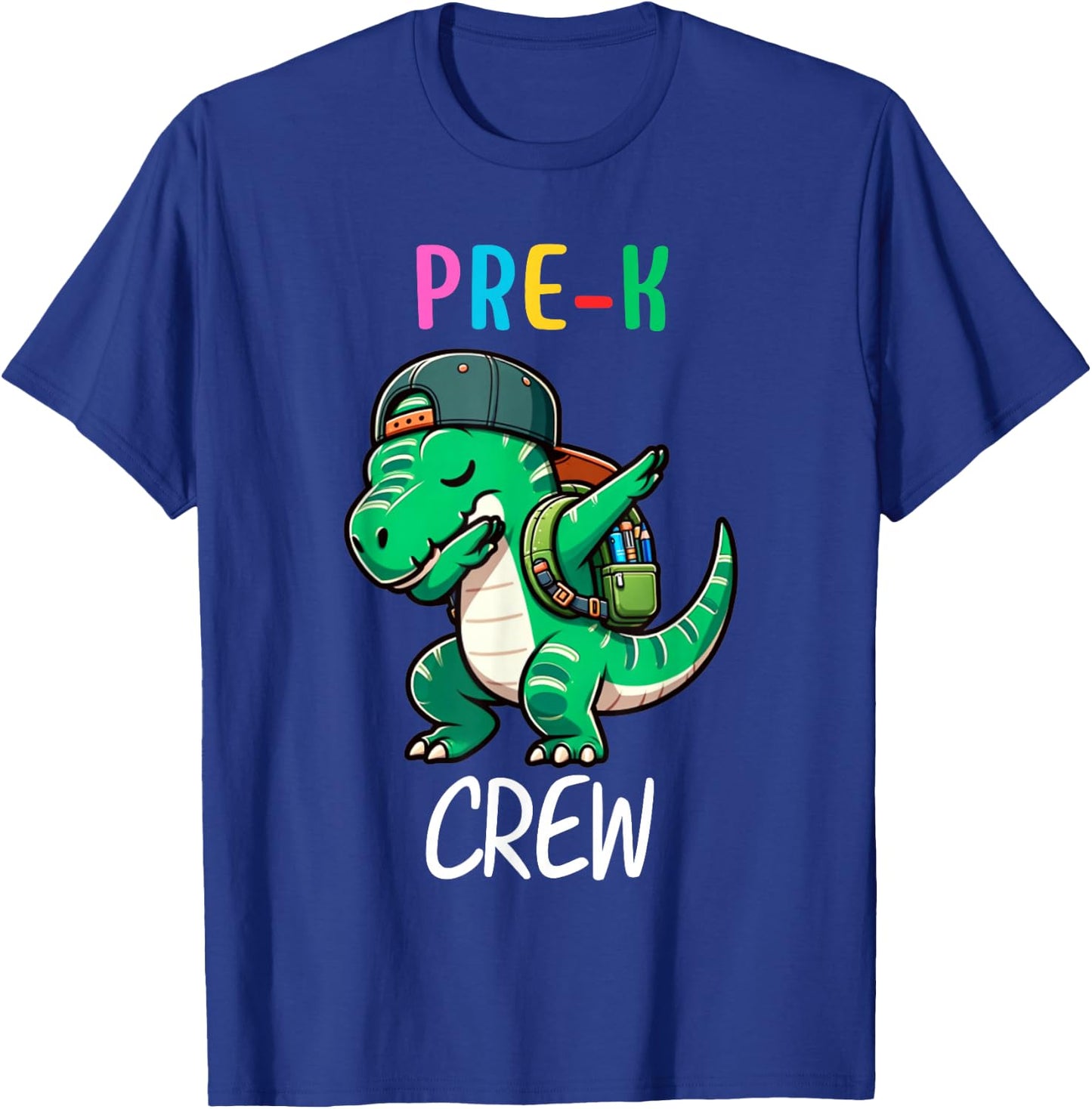 Pre-K Crew T-rex Dinosaur Dabbing Kids Funny Back To School T-Shirt - T-Shirt | Royal
