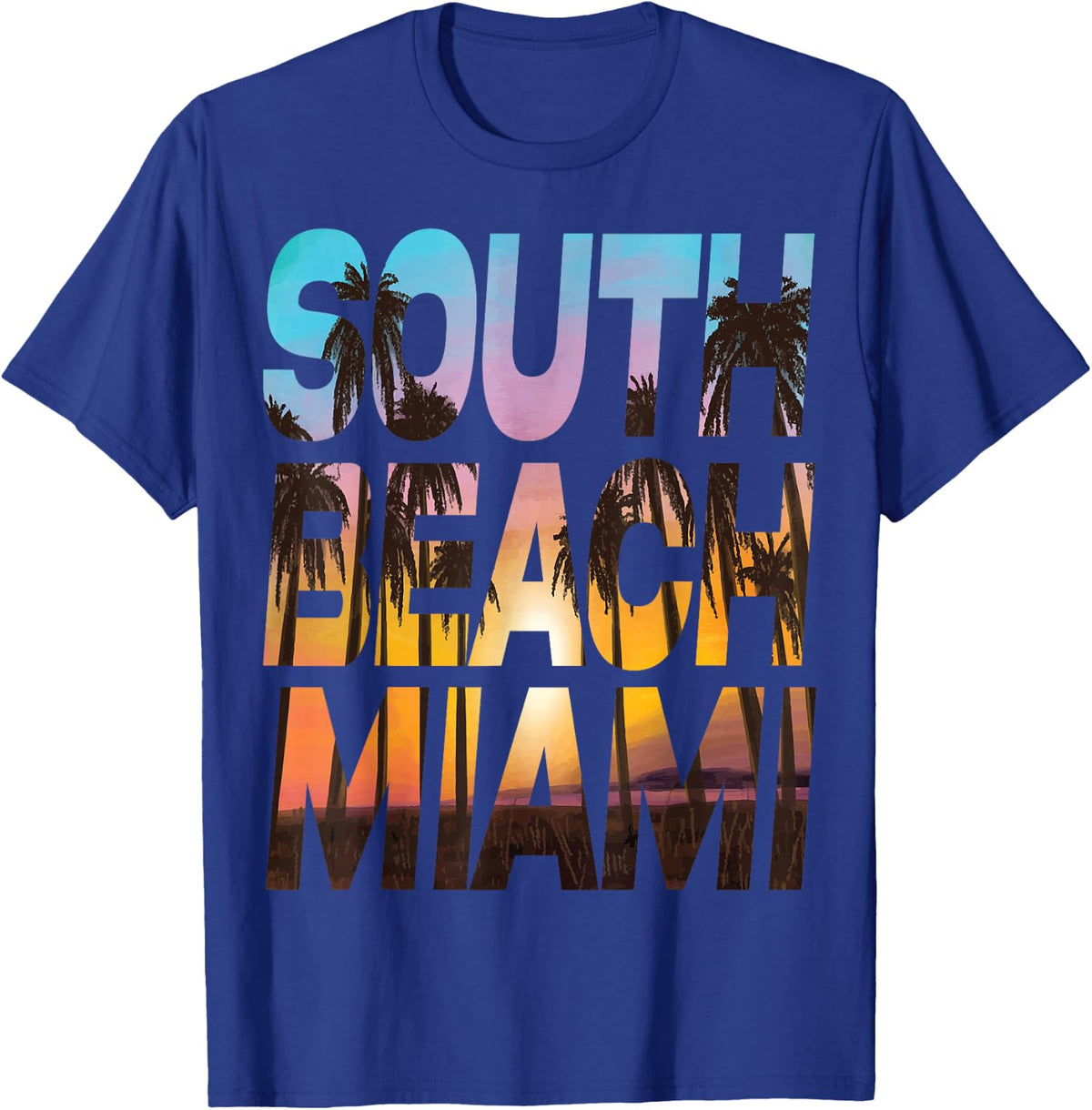 South Beach Miami Sunset - I Love Miami Beach Souvenir T-Shirt - T-Shirt | Royal