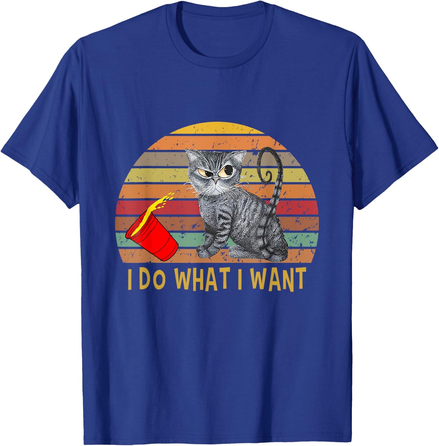 Vintage Retro I Do What I Want My Black Cat Lovers T-Shirt - T-Shirt | Royal