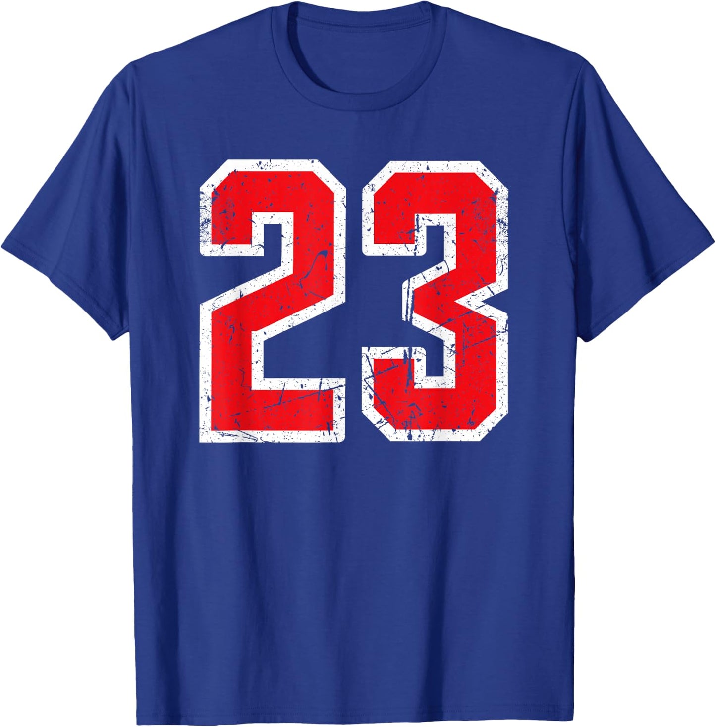Number #23 White/Red Vintage Plain Number T-Shirt - T-Shirt | Royal