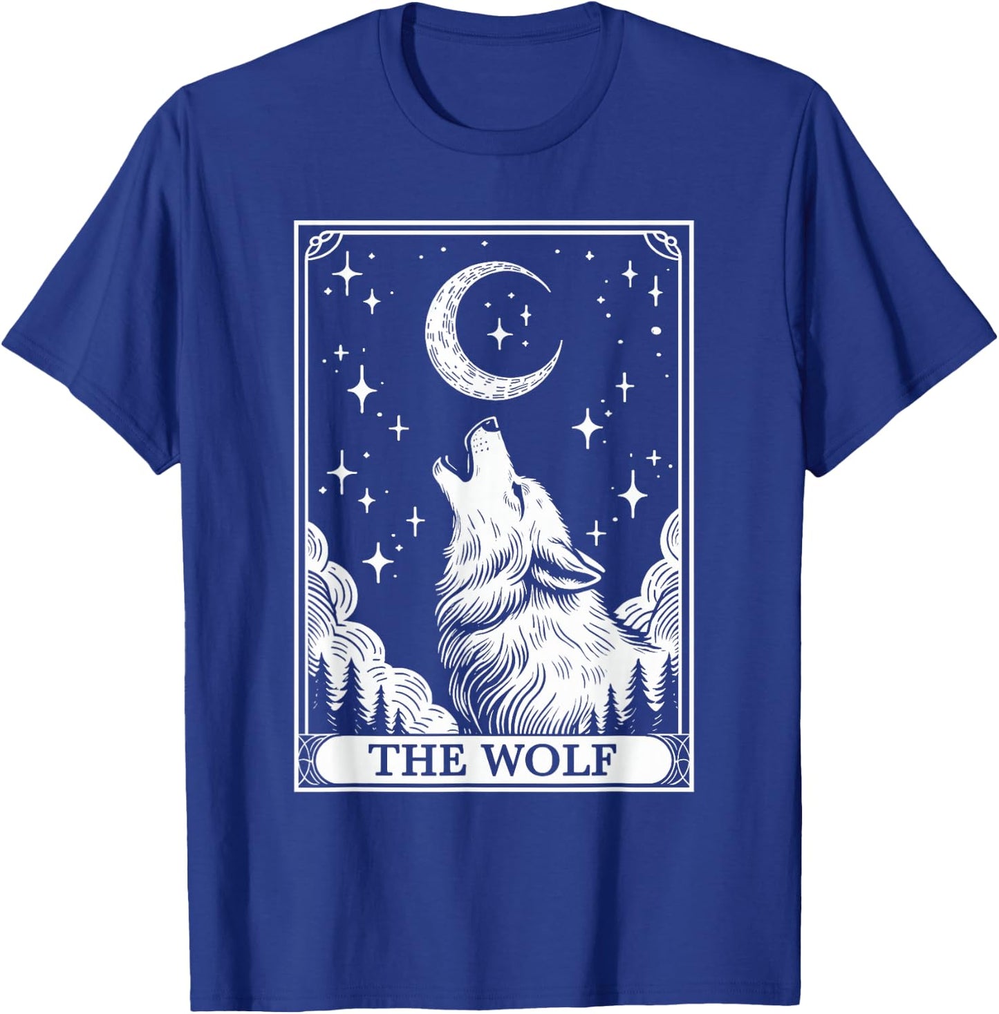 Tarot Card Vintage Crescent Moon Wolf Animal Lovers T-Shirt - T-Shirt | Royal