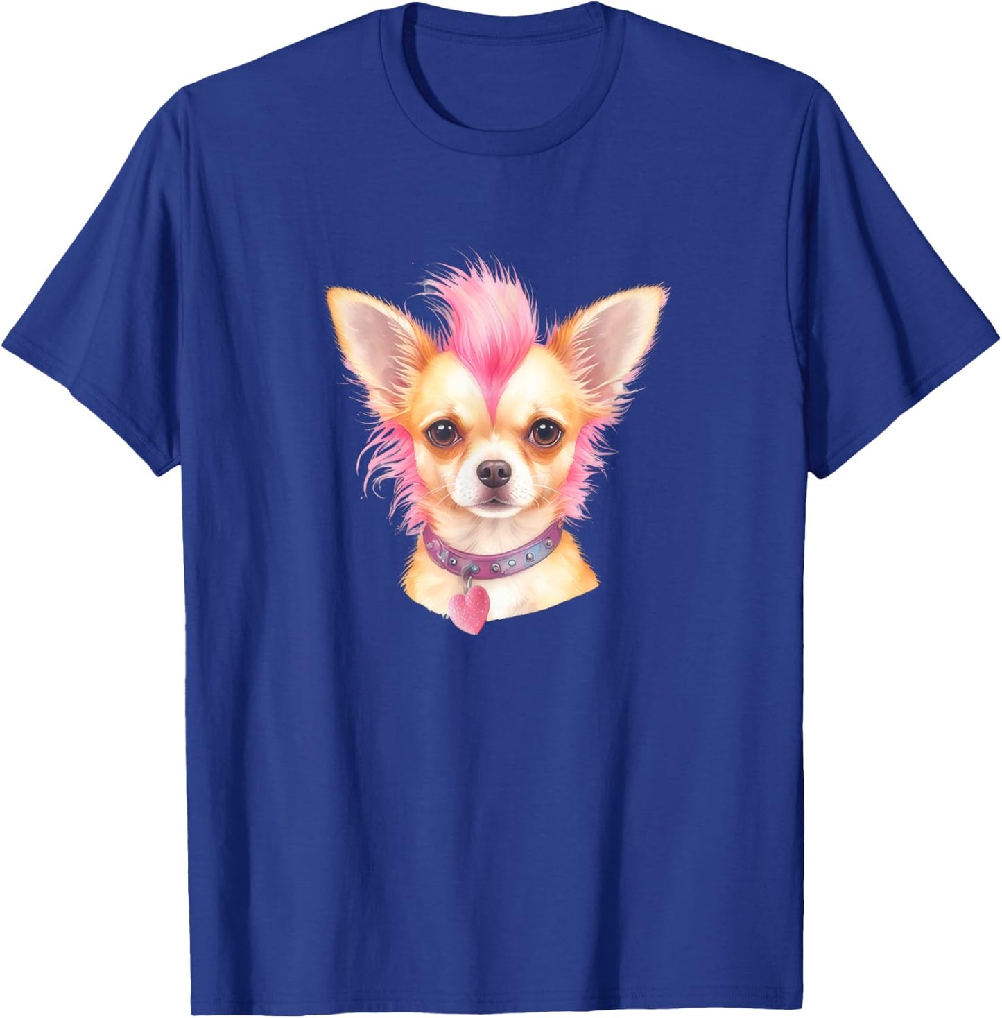 Pink Mohawk Punk Rock Musician Chihuahua Heart Pet Dog Love T-Shirt - T-Shirt | Royal