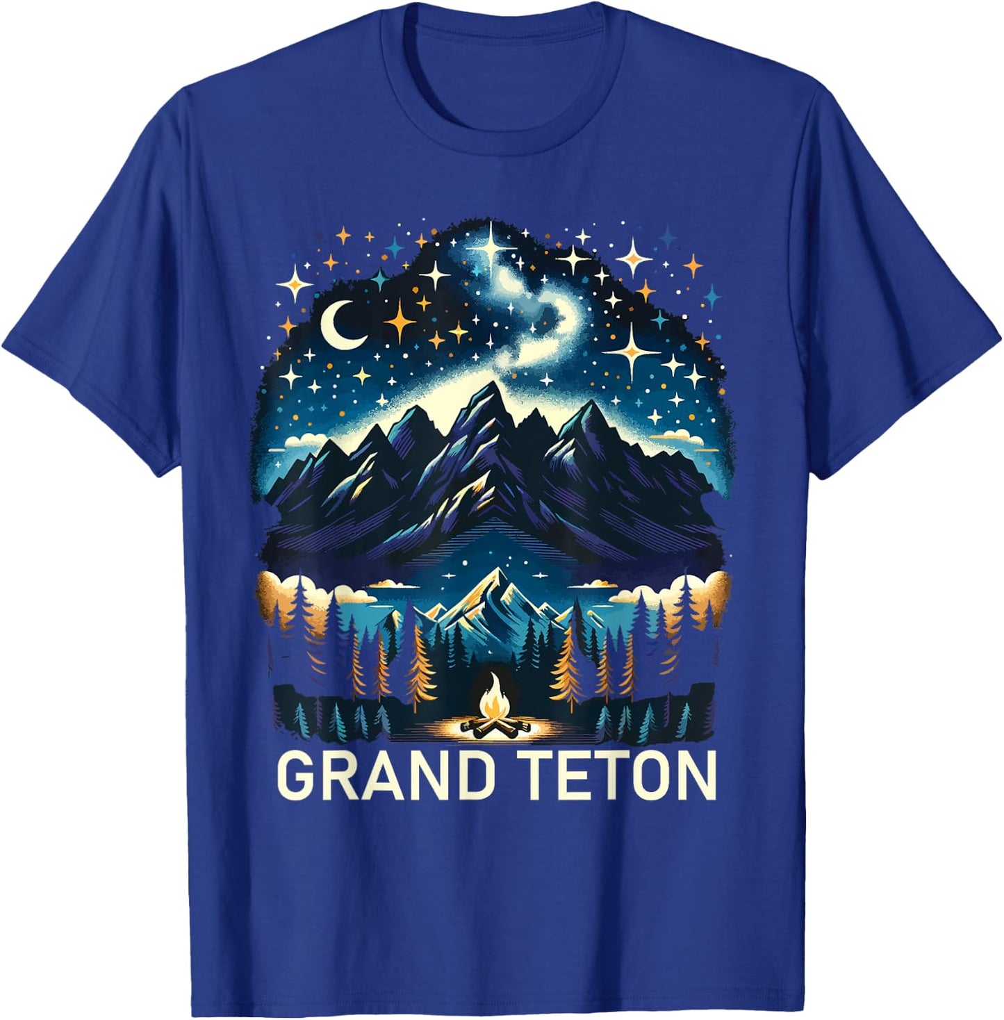 Grand Teton National Park Starlight Night Wyoming Vintage T-Shirt - T-Shirt | Royal