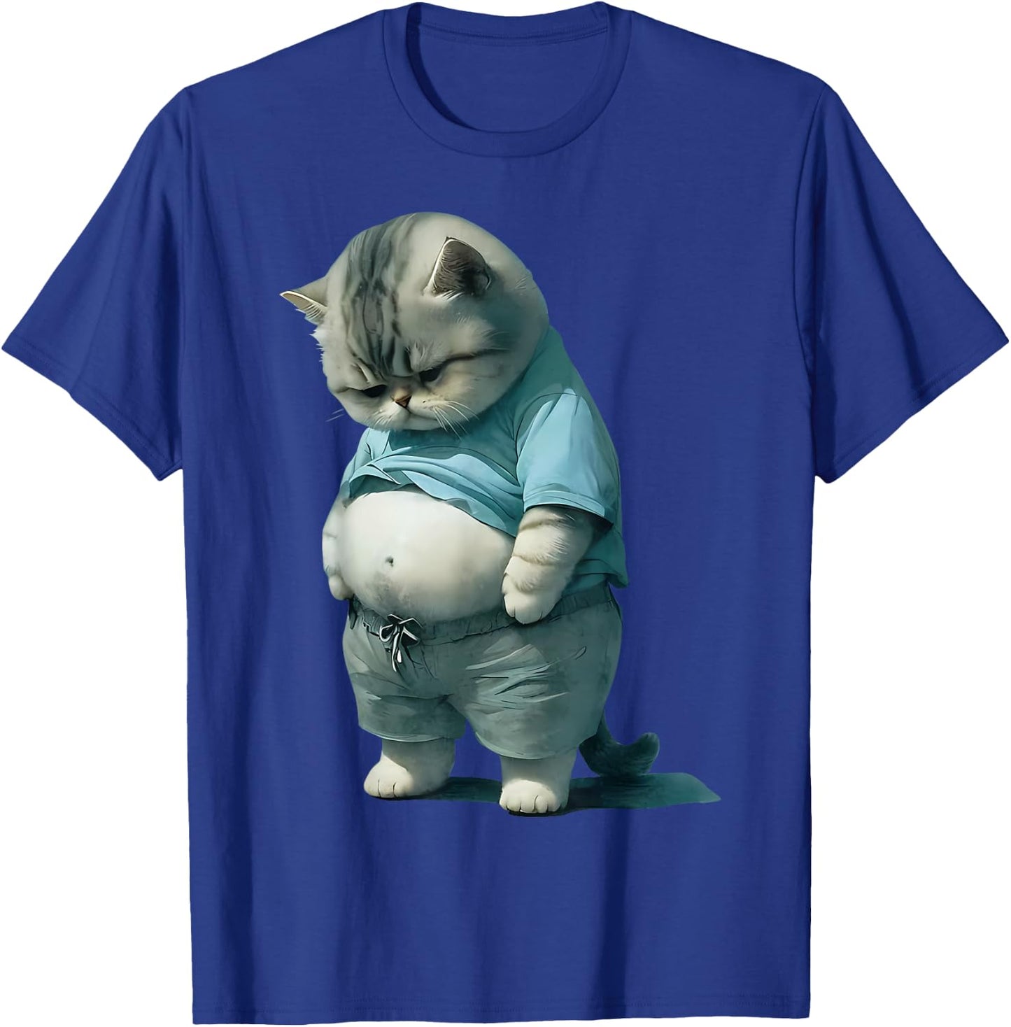 Funny Fat Cat Art Design Fat Kitten Cat Lover T-Shirt - T-Shirt | Royal