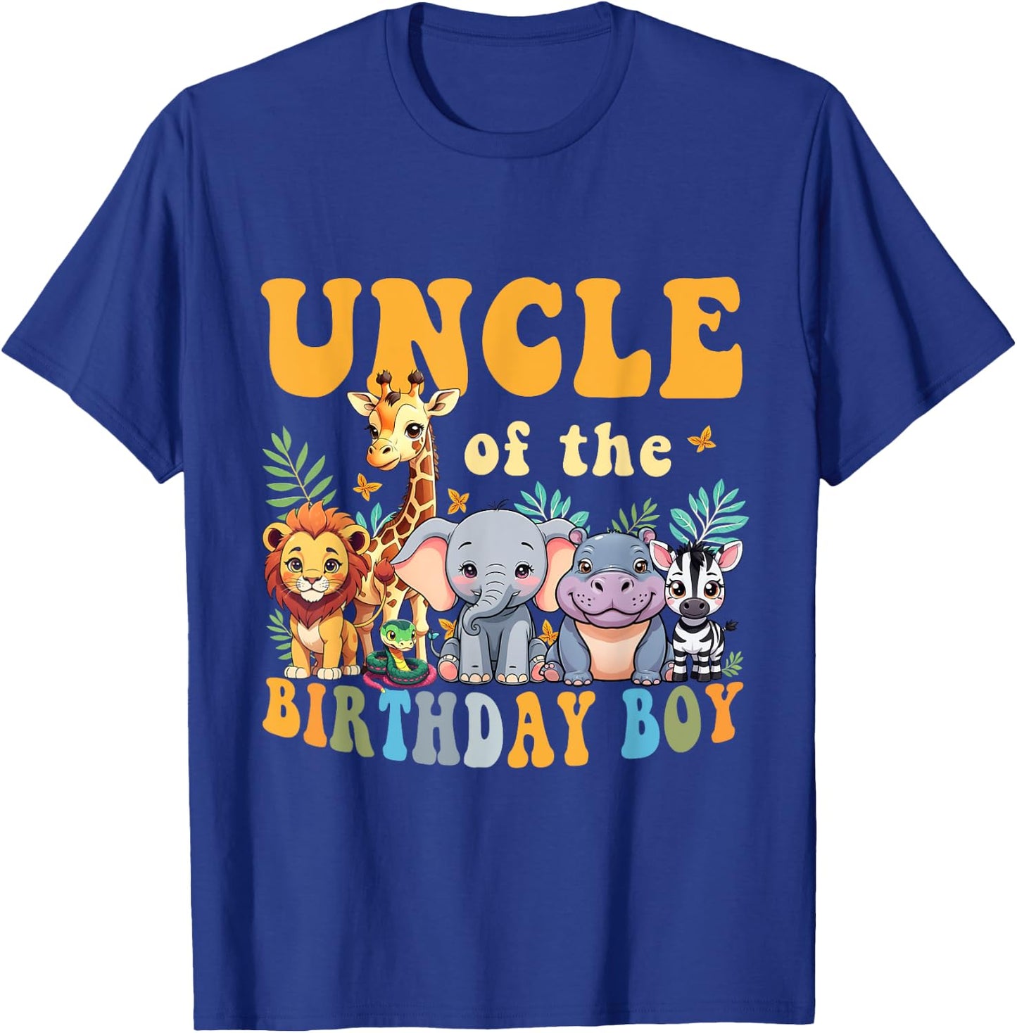 Uncle of the Birthday Boy Kids Safari Jungle Animal Matching T-Shirt - T-Shirt | Royal