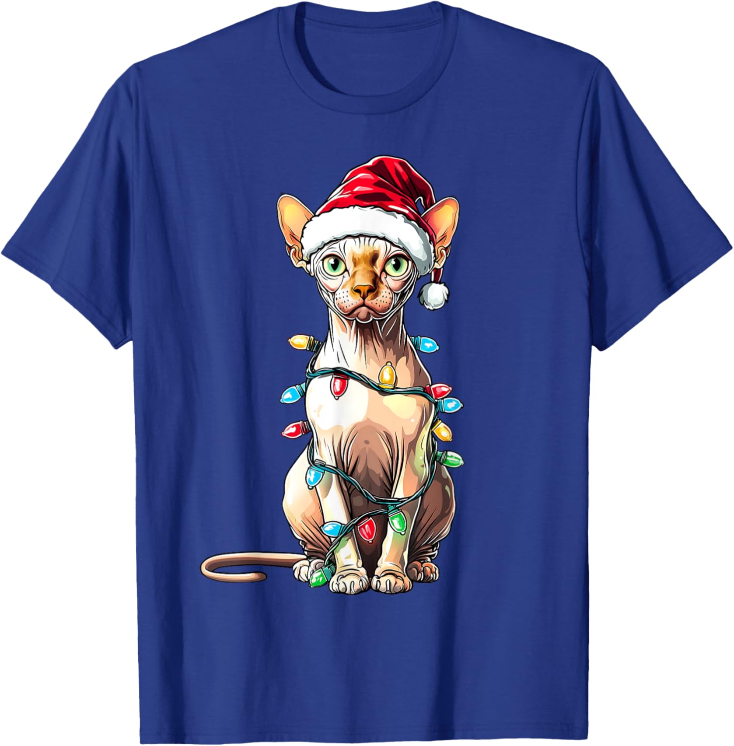 Sphynx Cat Christmas Hat Xmas Women Kids T-Shirt - T-Shirt | Royal