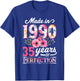 35 Year Old Made In 1990 Floral Flower 35th Birthday T-Shirt - T-Shirt | Royal