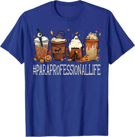Paraprofessional Horror Fall Coffee Halloween Pumpkin Autumn T-Shirt - T-Shirt | Royal