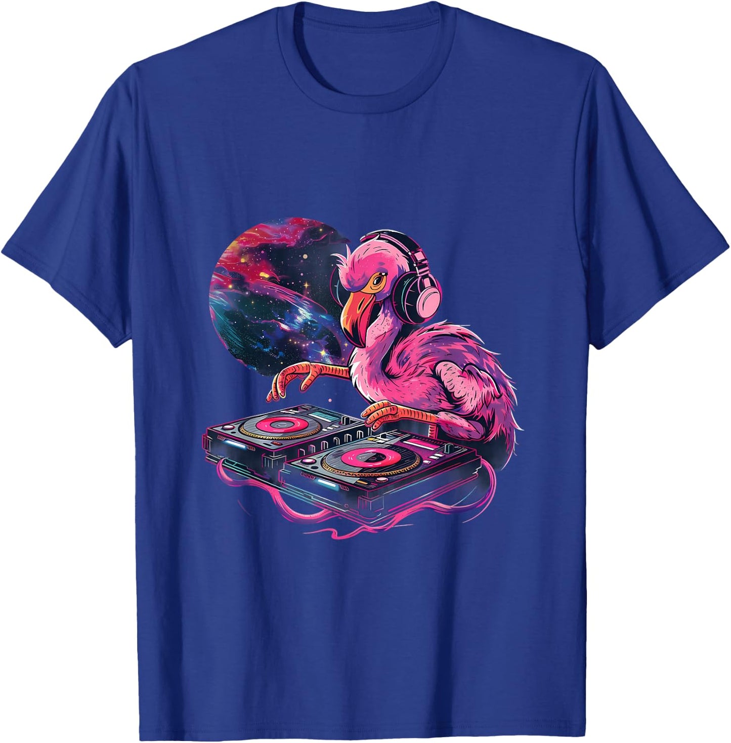 Flamingo DJ EDM Turntable DJ Flamingo Dance Club Beatmaker T-Shirt - T-Shirt | Royal