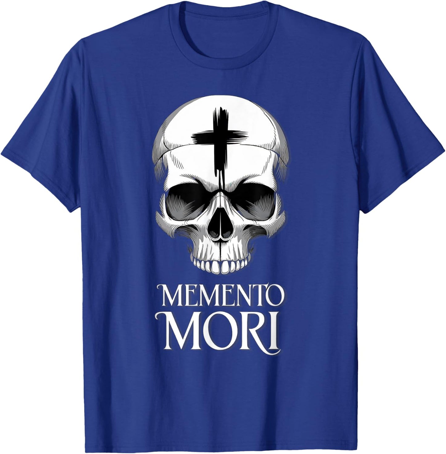 Memento Mori Catholic Crucifix Traditional Latin Mass Skull T-Shirt - T-Shirt | Royal