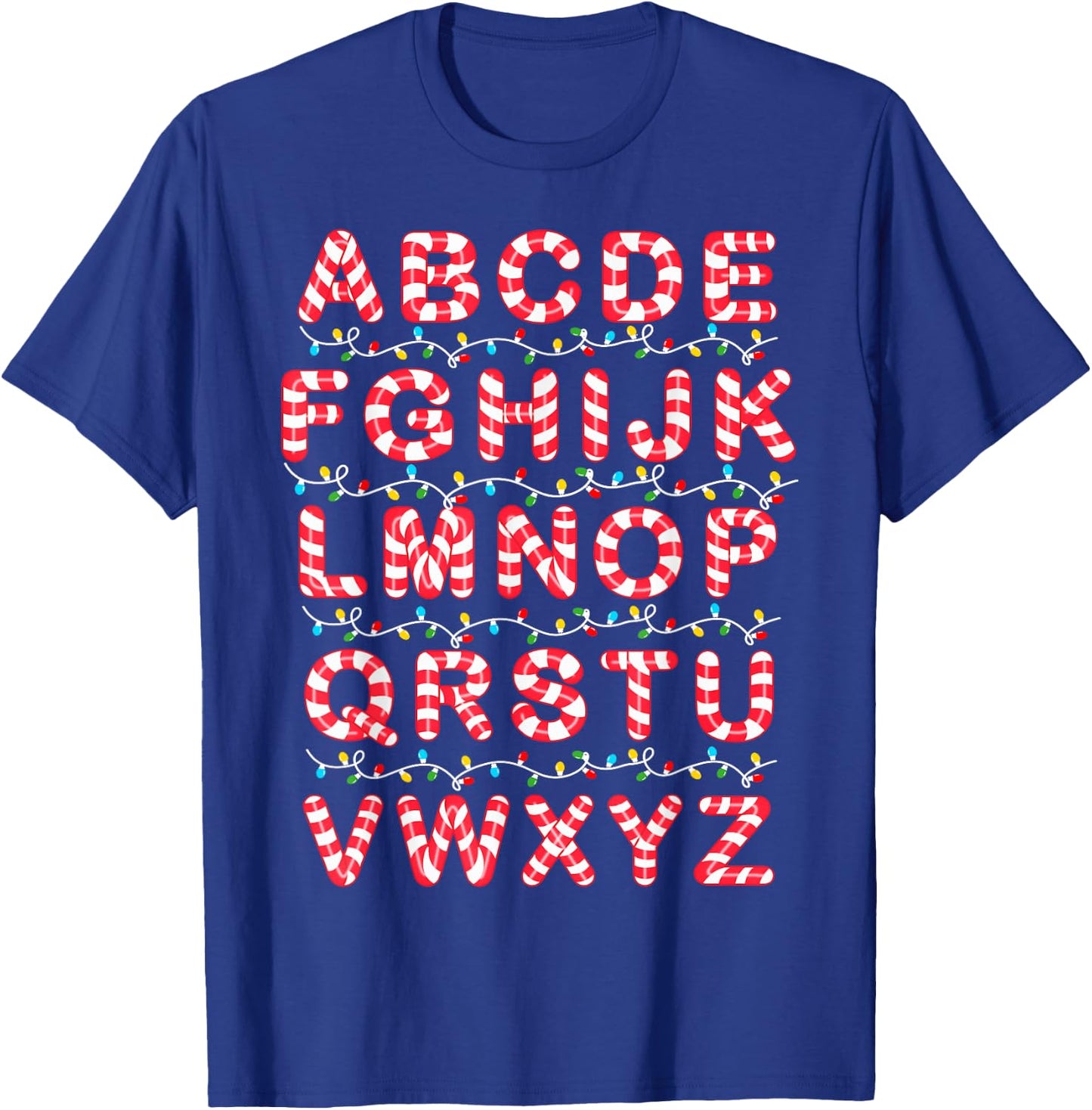 Christmas Alphabet Candy Cane Pre-K Kindergarten Teacher T-Shirt - T-Shirt | Royal