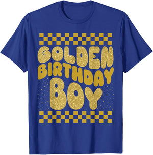 Golden Birthday Boys Bday Toddlers Birthday Party Decoration T-Shirt - T-Shirt | Royal