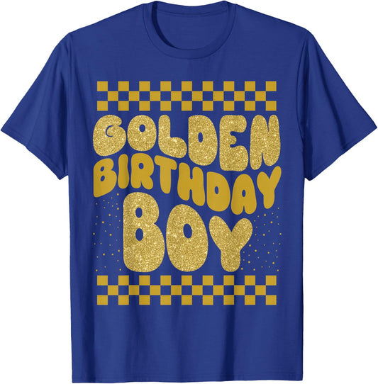 Golden Birthday Boys Bday Toddlers Birthday Party Decoration T-Shirt - T-Shirt | Royal