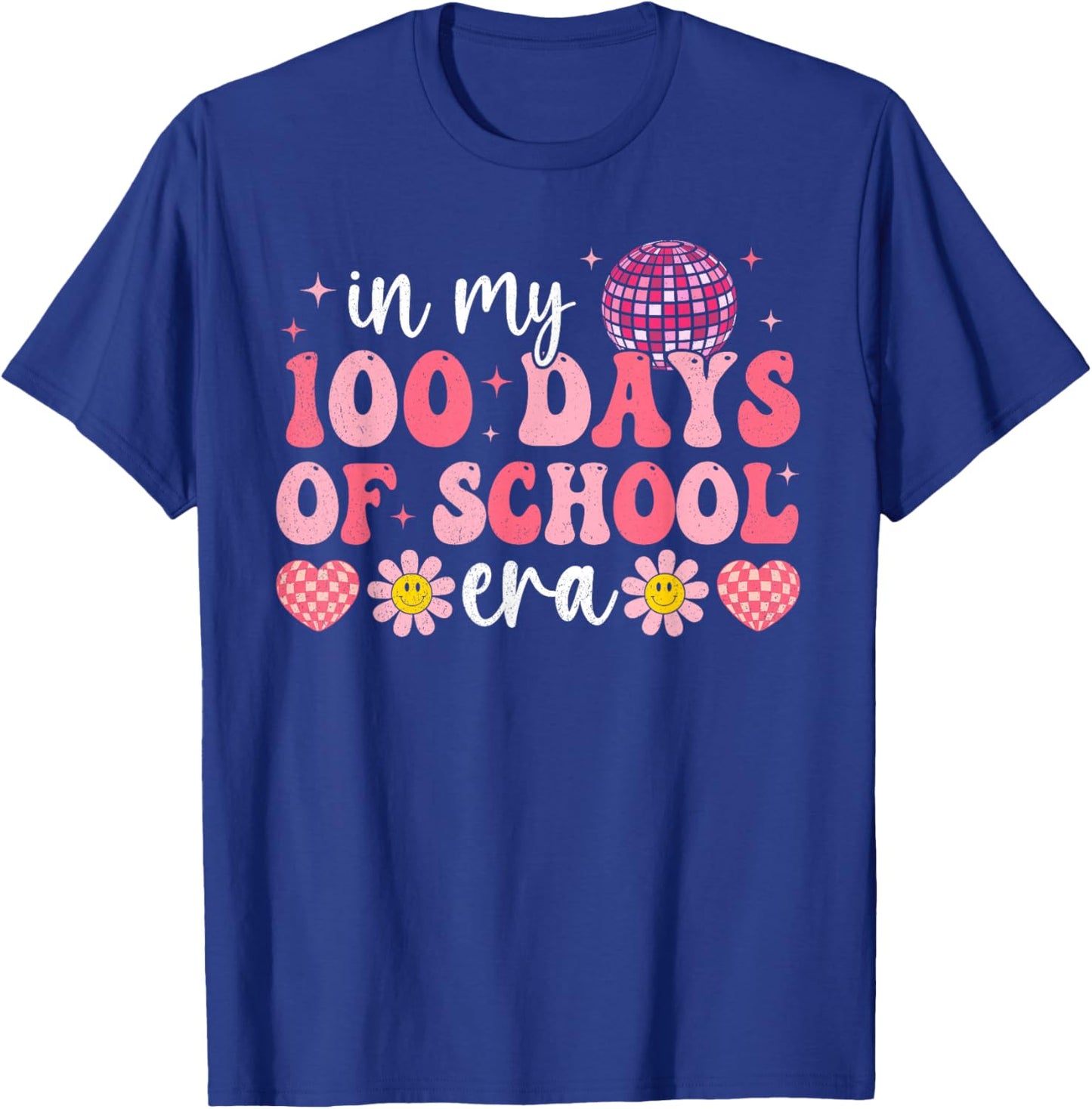 In My 100 Days Of School Era Groovy 100th Day Of School Kids T-Shirt - T-Shirt | Royal