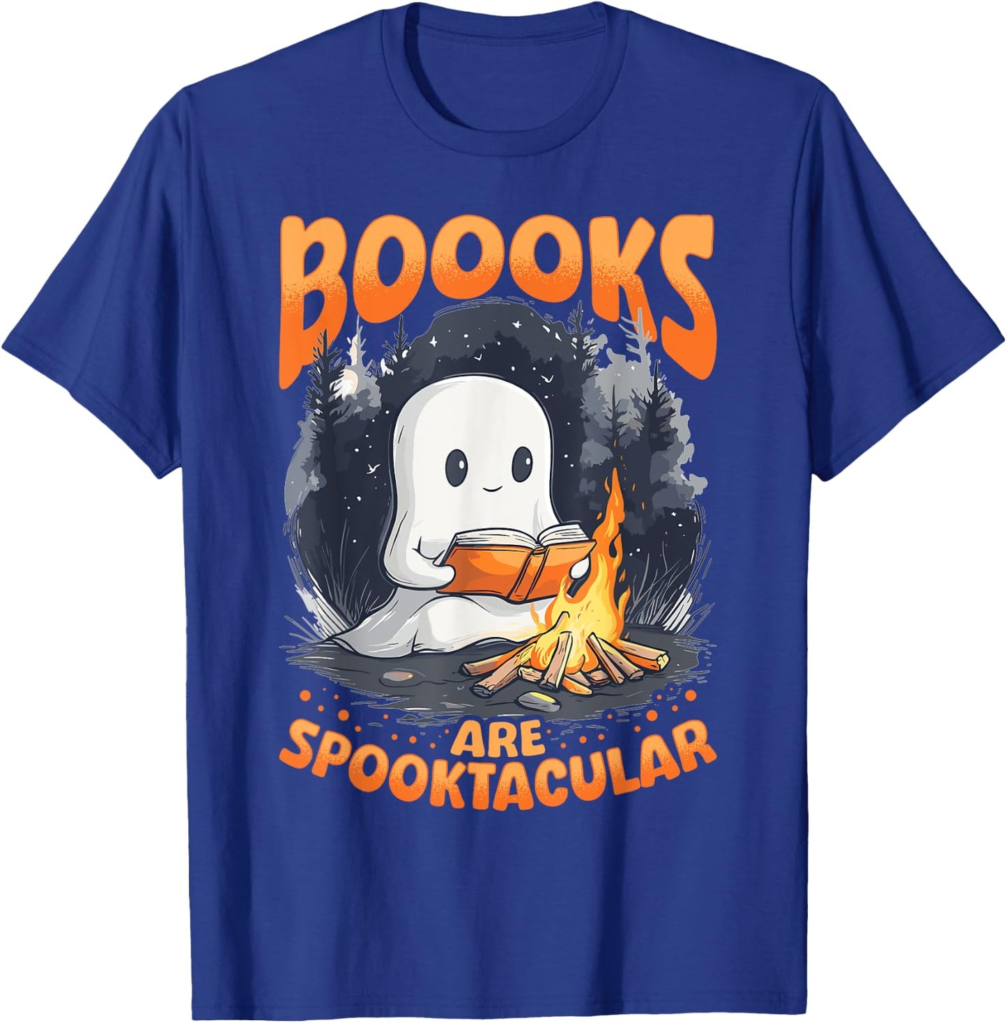 Funny Teacher Halloween Ghost Reading Book Animal Boooks Are T-Shirt - T-Shirt | Royal