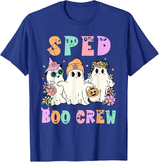 Floral SPED Boo Crew Halloween Ghost Special Ed SPED Teacher Men Women T-Shirt - T-Shirt | Royal