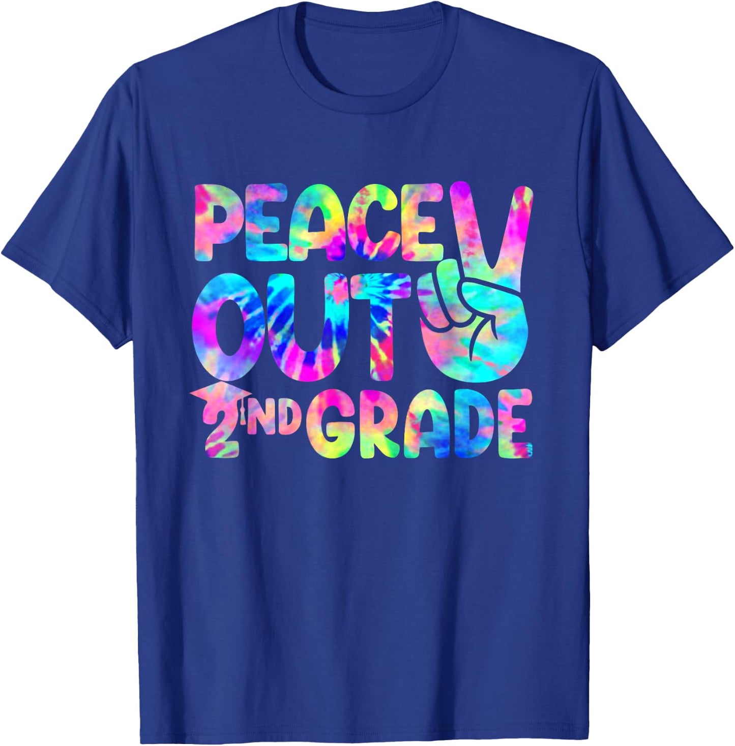 Peace Out 2nd Grade Happy Last Day Of School Tie Dye Kids T-Shirt - T-Shirt | Royal