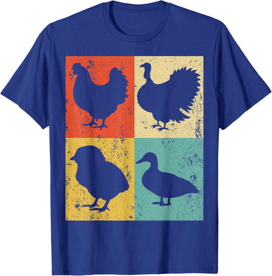 Vintage Retro Chicken Chick Duck Turkey Animal Farm Birthday T-Shirt - T-Shirt | Royal