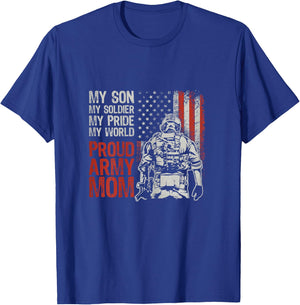 My Son My Soldier Hero Proud Army Mom US Military Mother T-Shirt - T-Shirt | Royal