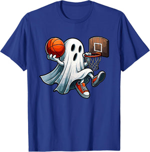 Ghost Playing Basketball Dunk Halloween Costume Sports Lover T-Shirt - T-Shirt | Royal