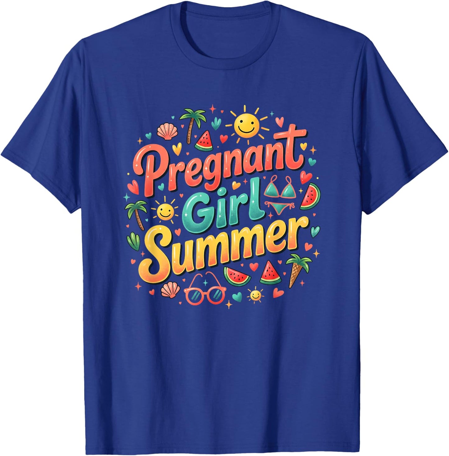 Pregnant Girl Summer Funny Baby Announcement Cute Mom Humor T-Shirt - T-Shirt | Royal