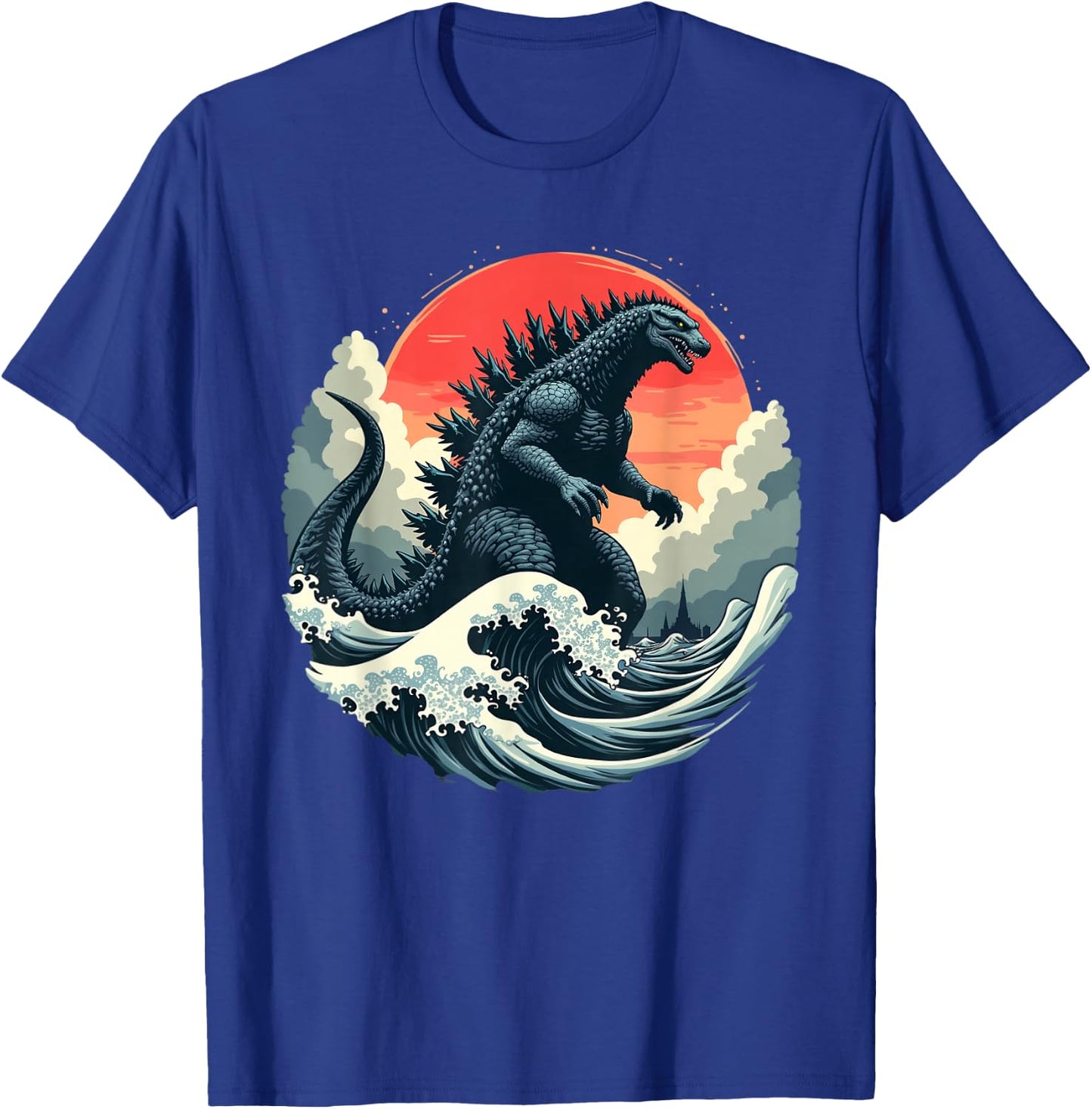 Vintage Japanese Kaiju Monster The Great Wave Off Kanagawa T-Shirt - T-Shirt | Royal