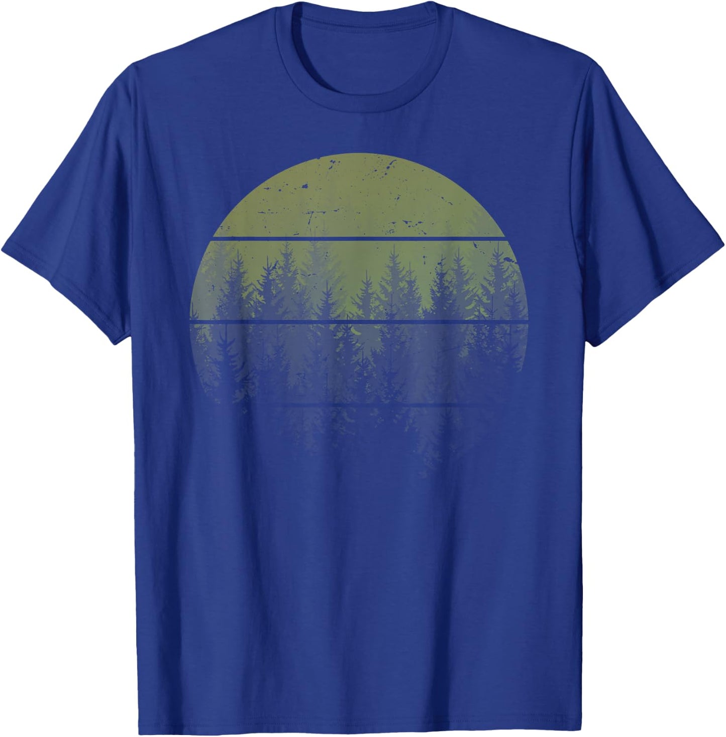 Retro Forest Trees Outdoors Nature Women Men Vintage Graphic T-Shirt - T-Shirt | Royal